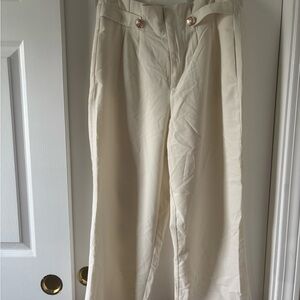 Elegant Cream Wide-Leg Trousers